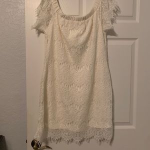 City chic White lace dress size 14